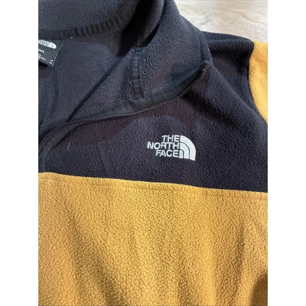 The North Face Fleece Quarter Zip Jacket Men's Size Medium Black/Yellow - Picture 2 of 9